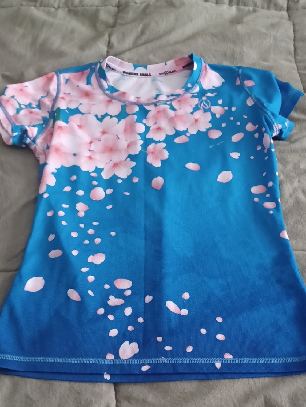 INKnBURN Blue Rash Guard Top with Pink Floral Print